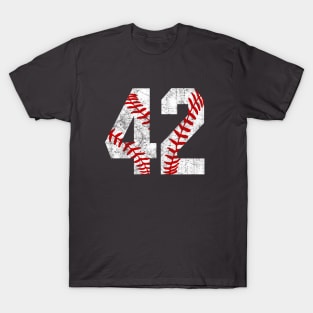 Vintage #42 Baseball Laces Baseball Mom Jersey Love Baseball T-Shirt